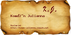 Komán Julianna névjegykártya