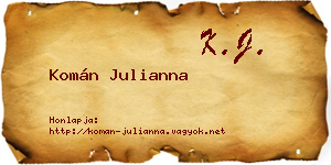 Komán Julianna névjegykártya